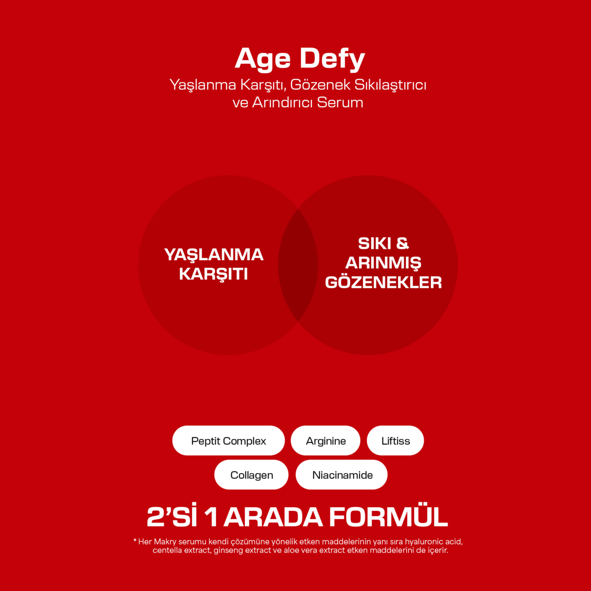 Yaşlanma Karşıtı ve Gözenek Sıkılaştırıcı Peptit Serum 2IN1 – Age Defy 30 ml