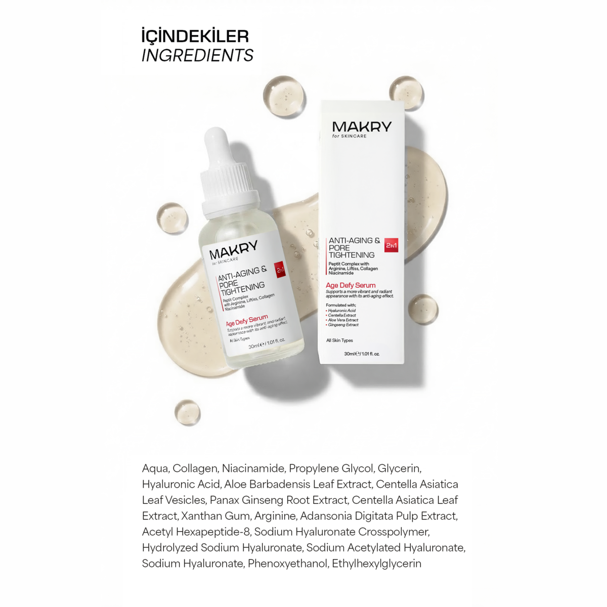 Yaşlanma Karşıtı ve Gözenek Sıkılaştırıcı Peptit Serum 2IN1 – Age Defy 30 ml
