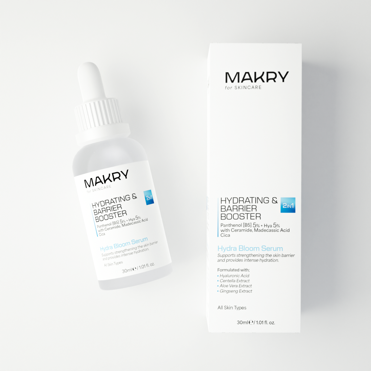 Yoğun Nemlendirici ve Bariyer Onarıcı Cilt Bakım Serumu 30 ML (Hyaluronic Acid, B5, Ceramide, Cica)